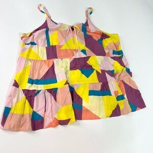 Torrid Babydoll Top Women's 4X Colorful Geometric Challis Tiered Tie Front NWT